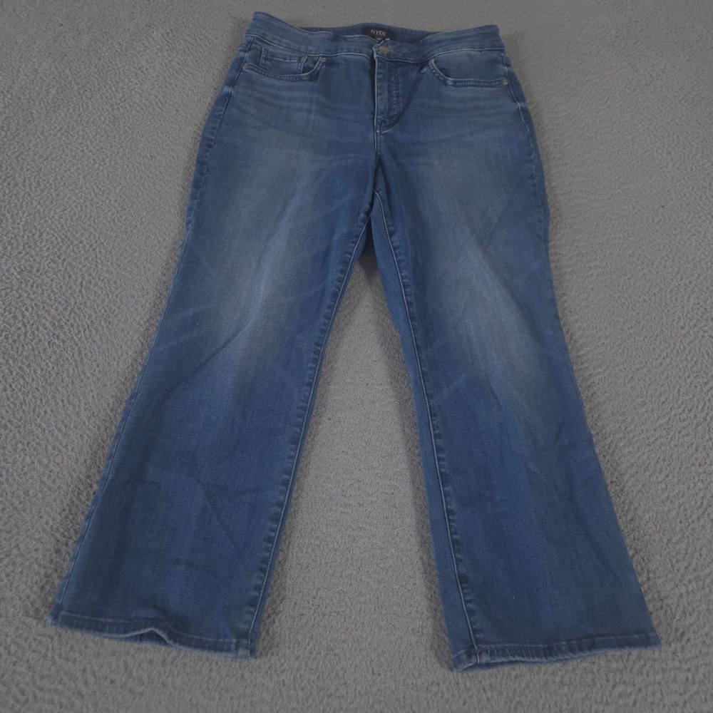 NYDJ Jeans Womens 10 Petite Blue Marilyn Straight Sure Stretch Lift Tuck Denim
